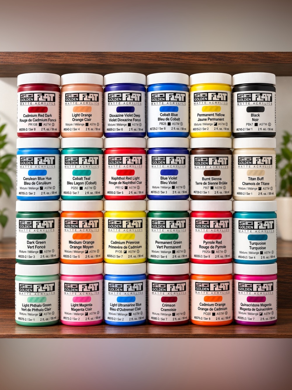 GOLDEN Matte Acrylics SoFlat Matte Acrylic Paint- 24, 2 oz Jars- Brand New